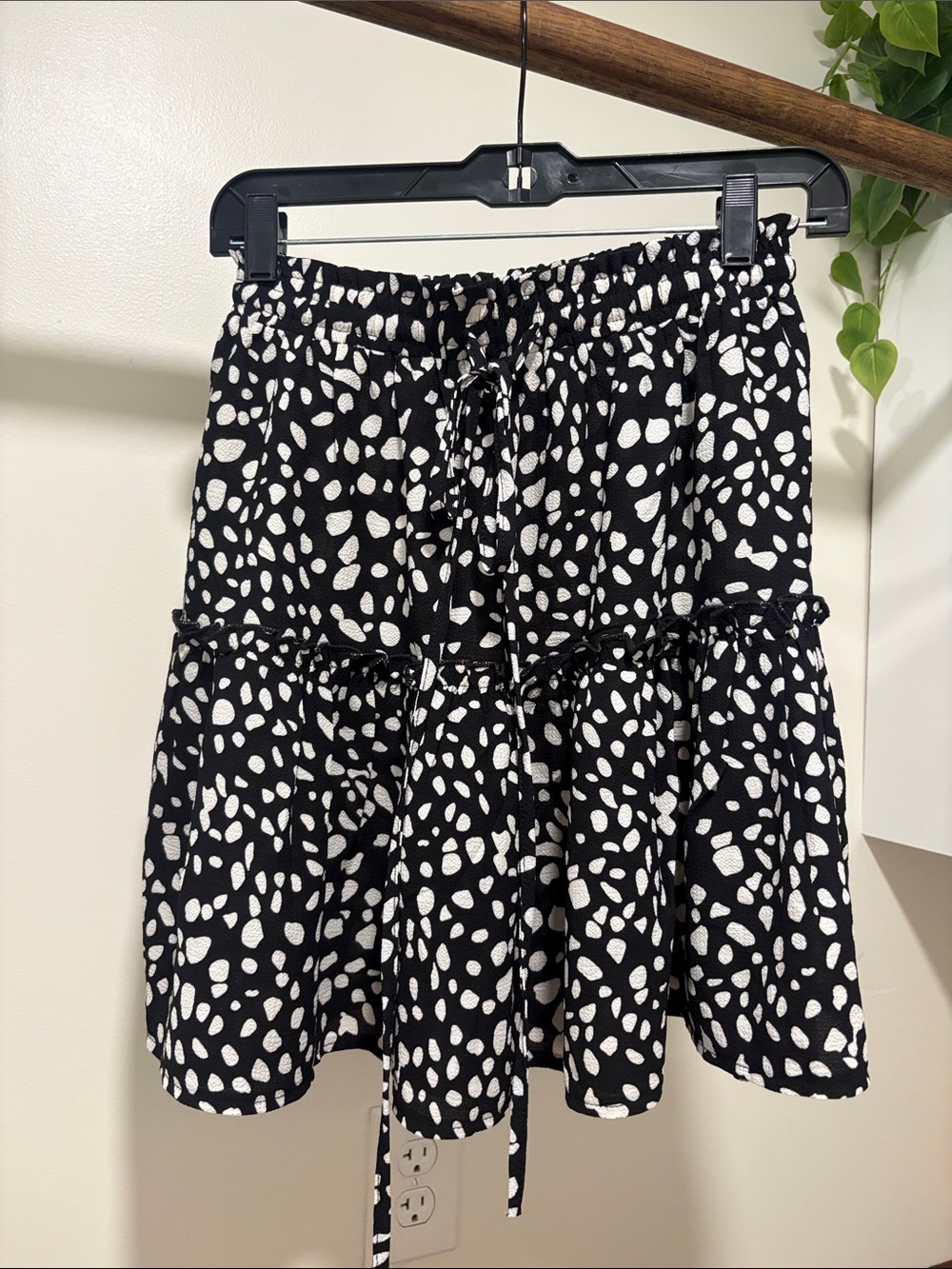 Black and White Speckle Tiered Skirt - Women